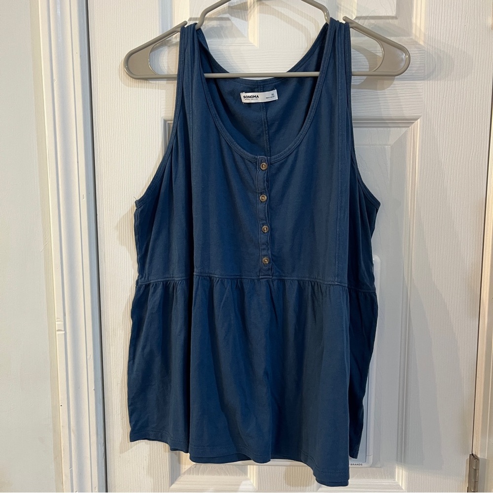 Sonoma Blue Relaxed Peplum Tank Top